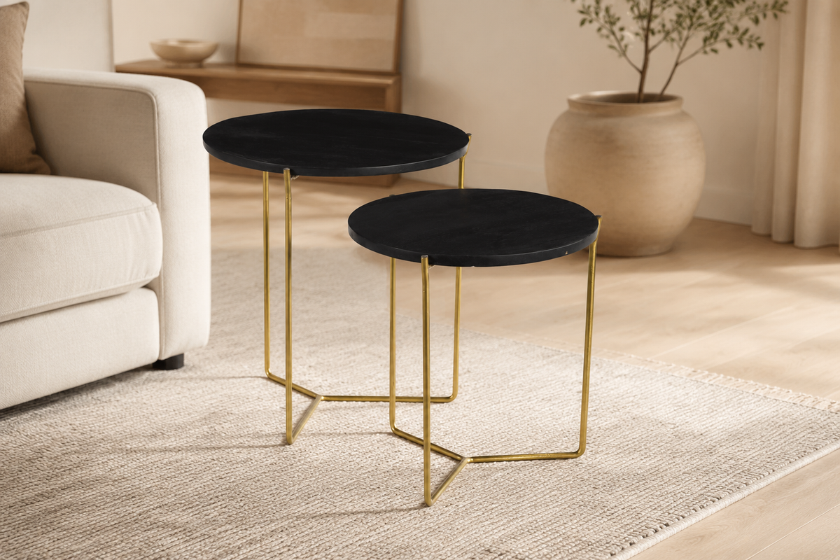 Table d’appoint lot de 2 ronde 52 cm noir – Table d’appoint lot de 2 ronde 52 cm noir