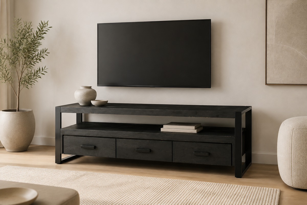 Belara – Meuble TV 150 cm noir