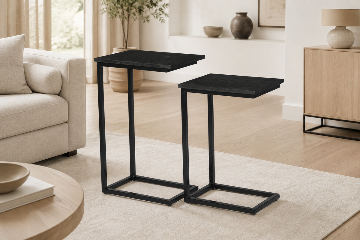 Elyara – Table d’appoint – lot de 2 40 × 27 cm noir
