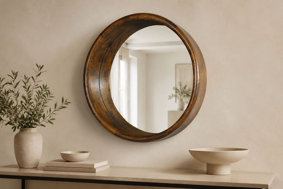 Kaialia – Miroir 80 × 80 cm brun foncé