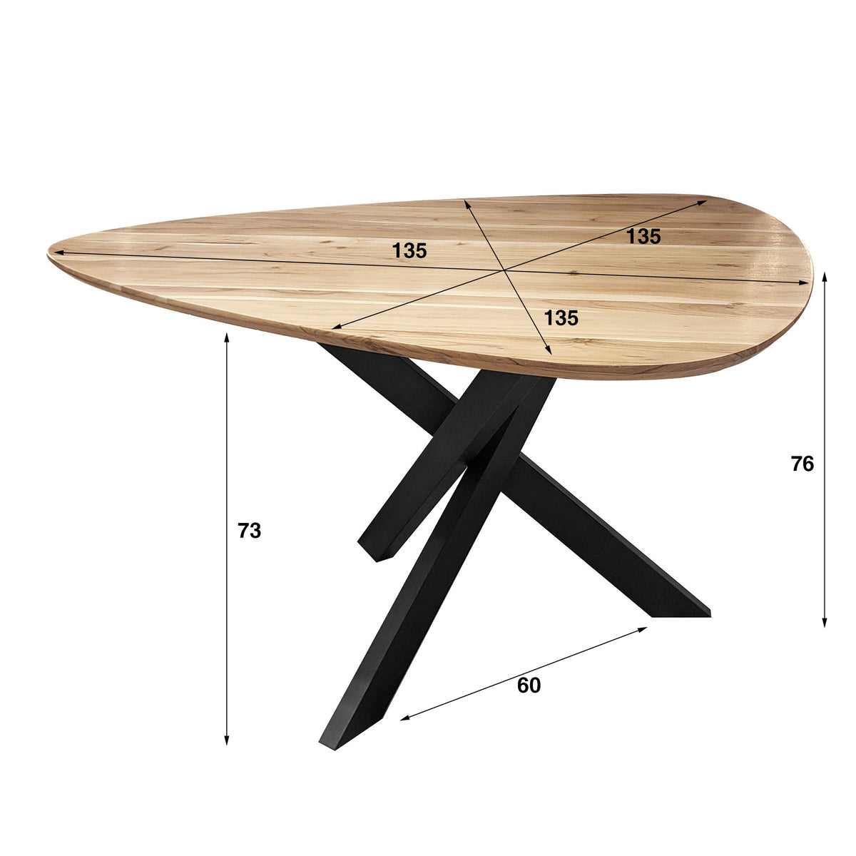 CARLO - Table à manger 135 × 135 cm • triangulaire
