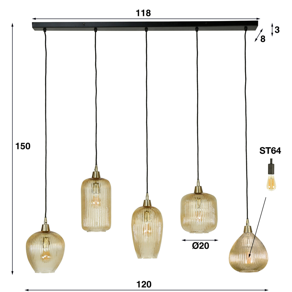 VITALINO - Suspension 150 cm