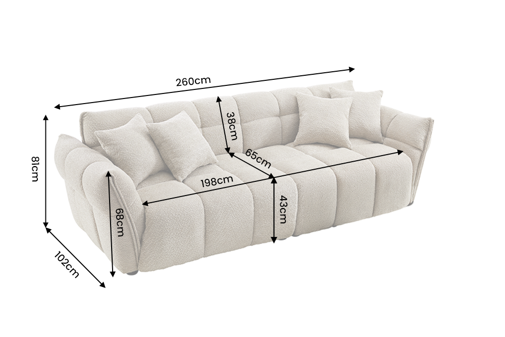 Canapé CLOUD 260 cm – Champagne greige bouclé