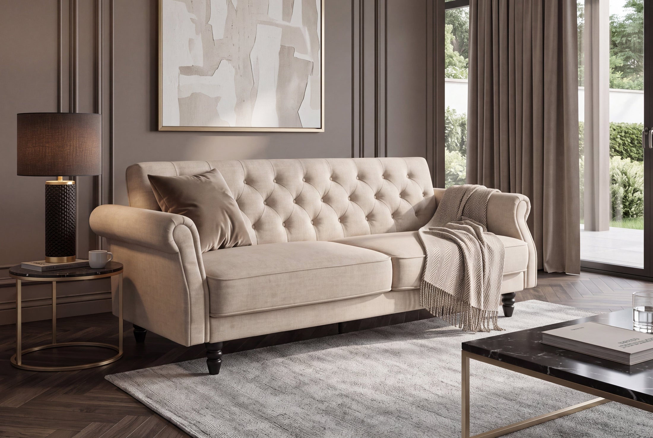 Elara – Champagne beige velours – vue 2