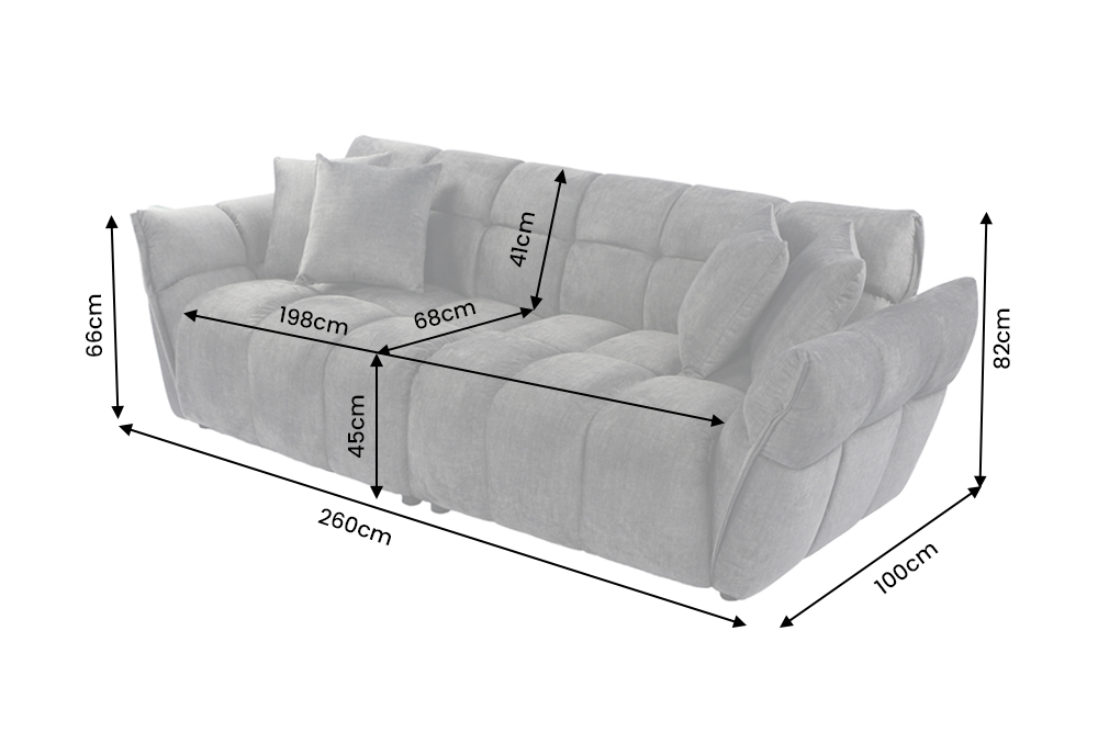 Canapé CLOUD 260 cm – Gris velours
