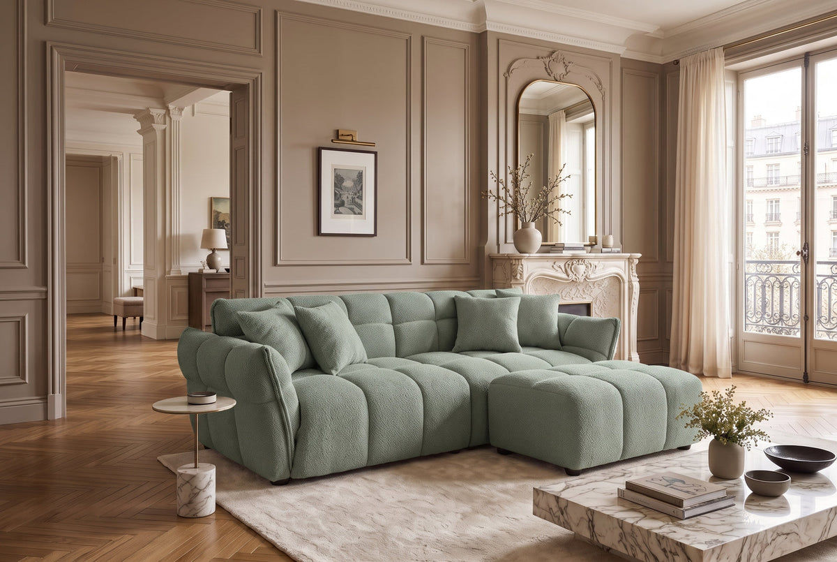 Canapé CLOUD 260 cm – Vert sauge bouclé
