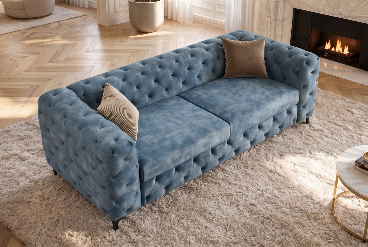 Calista – Bleu pétrole velours – vue 4