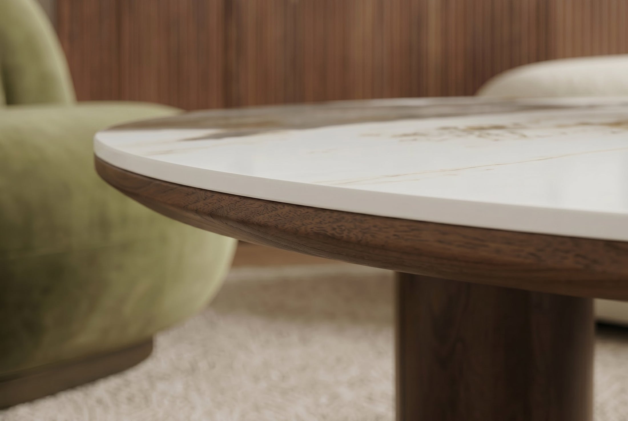 Table basse Onda – Blanc & noyer