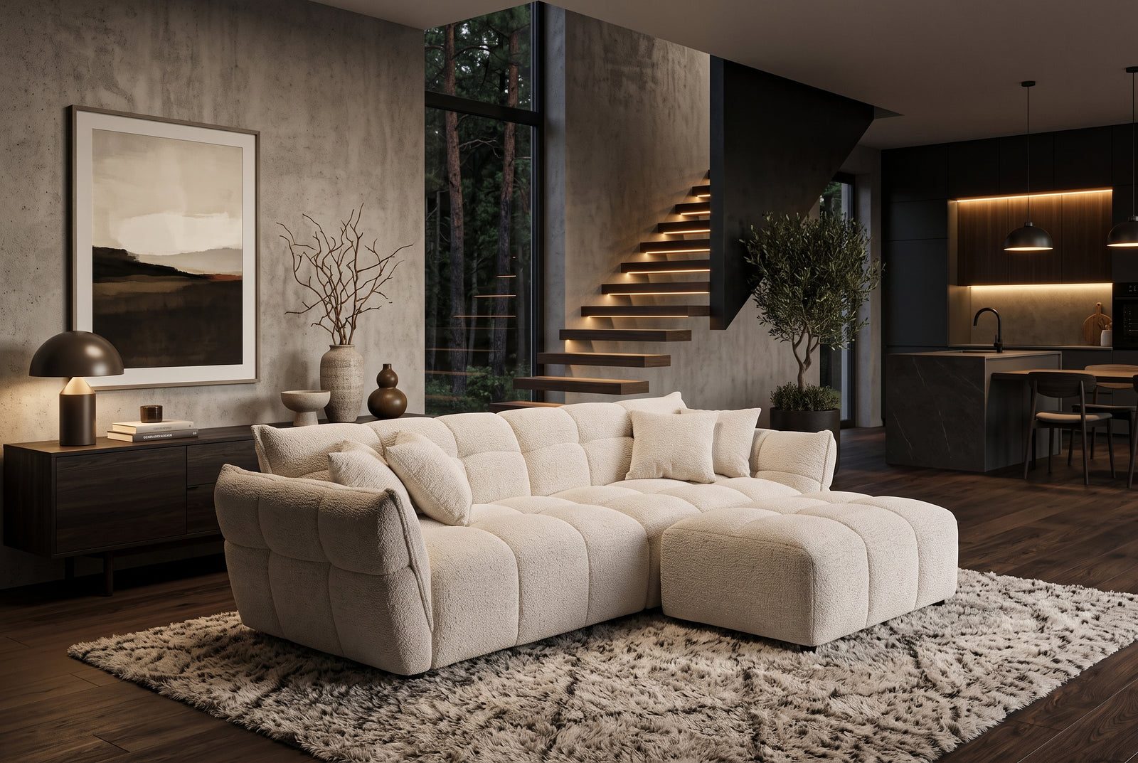 Canapé CLOUD 260 cm – Beige bouclé