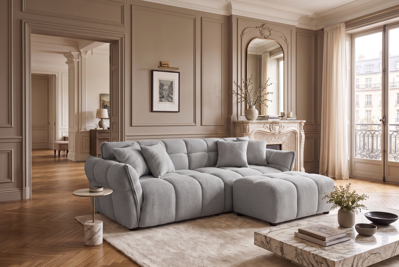 Canapé CLOUD 260 cm – Gris bouclé
