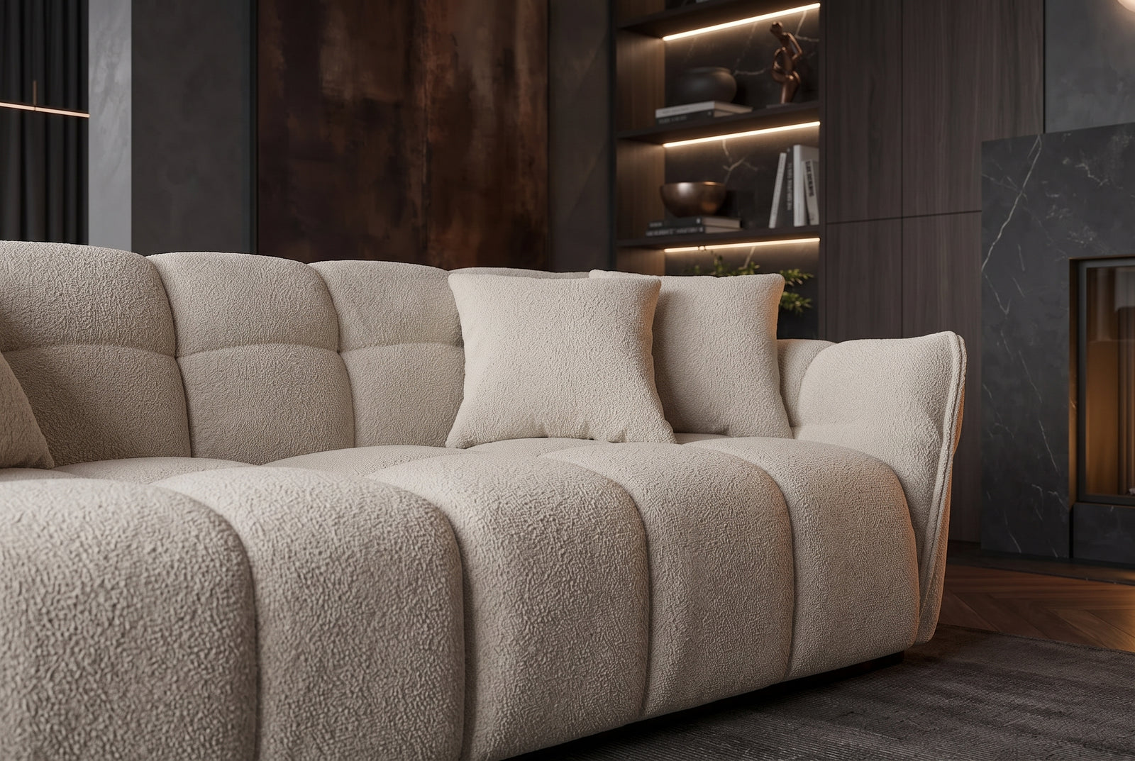 Canapé CLOUD 260 cm – Champagne greige bouclé