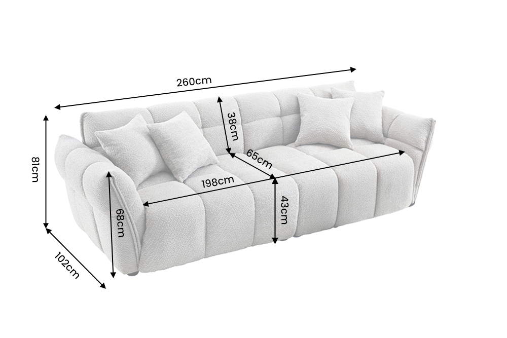 Canapé CLOUD 260 cm – Gris bouclé