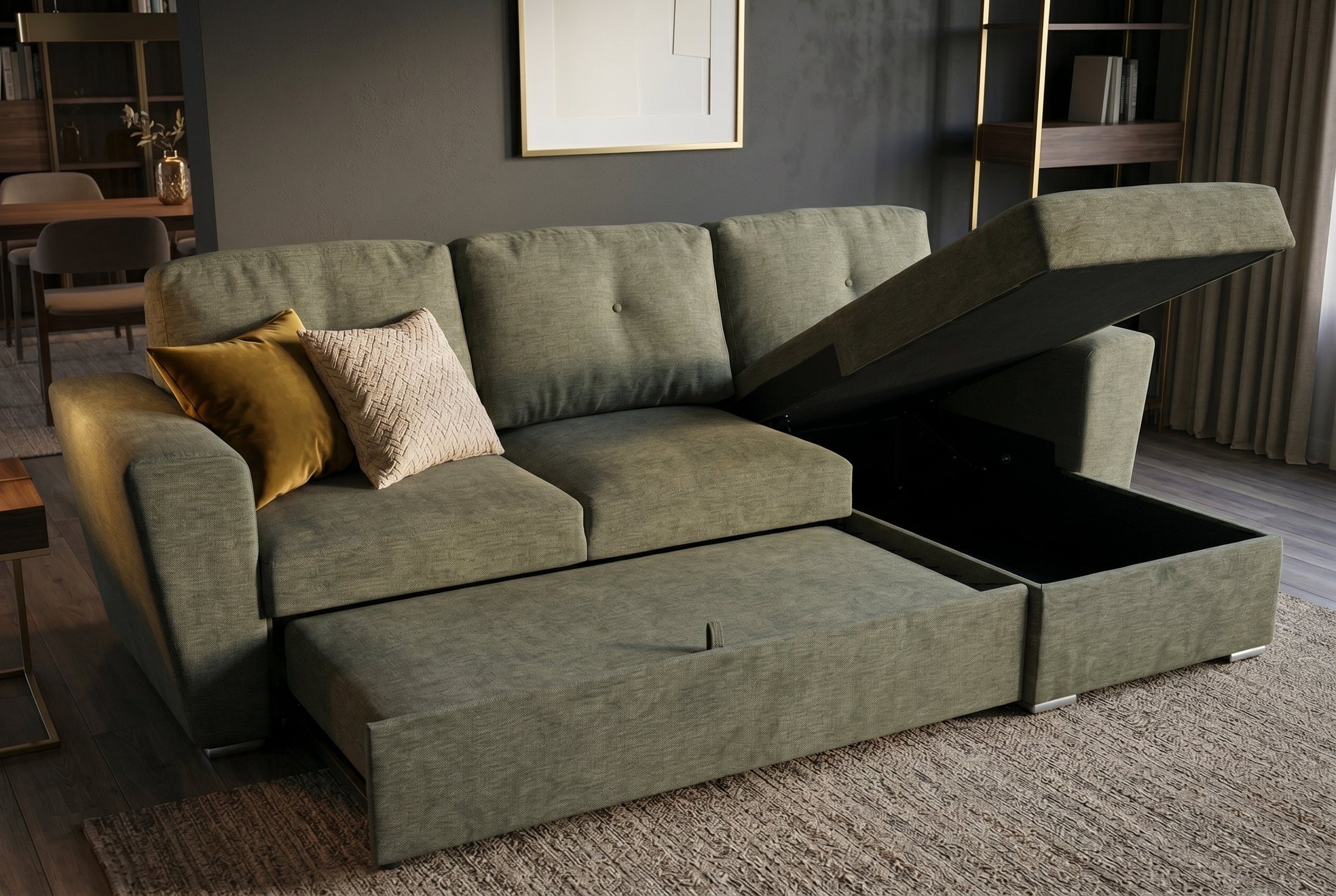 Livana – Vert tissu texturé – vue 9