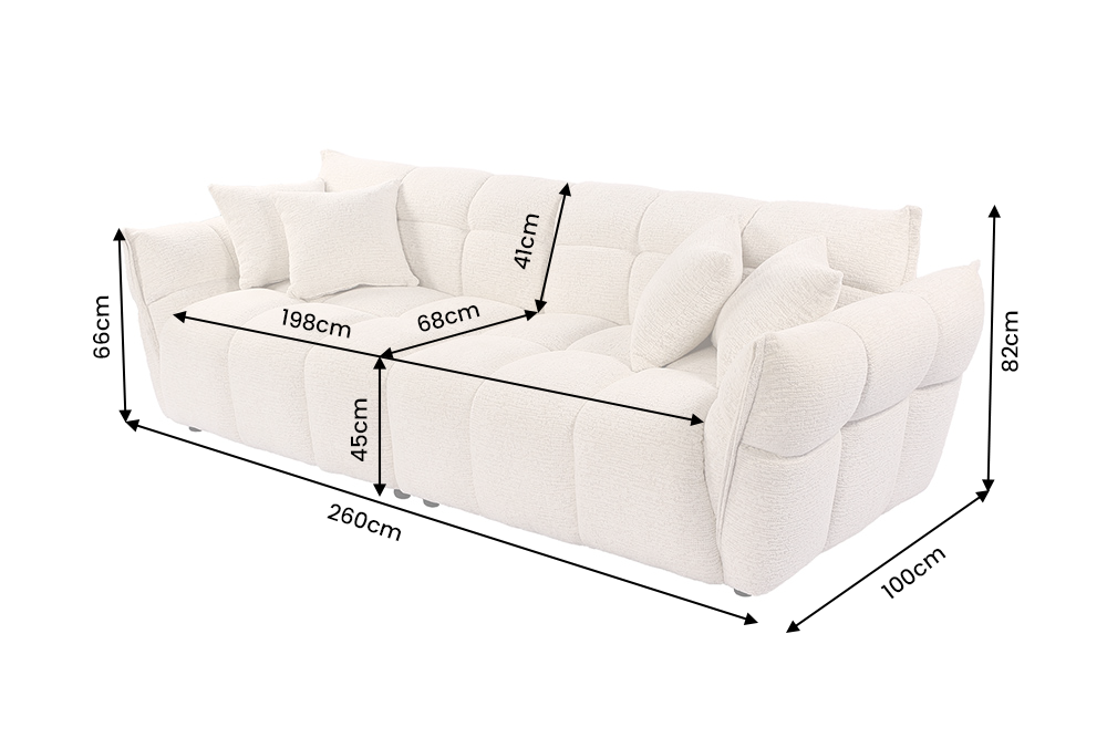 Canapé CLOUD 260 cm – Beige bouclé