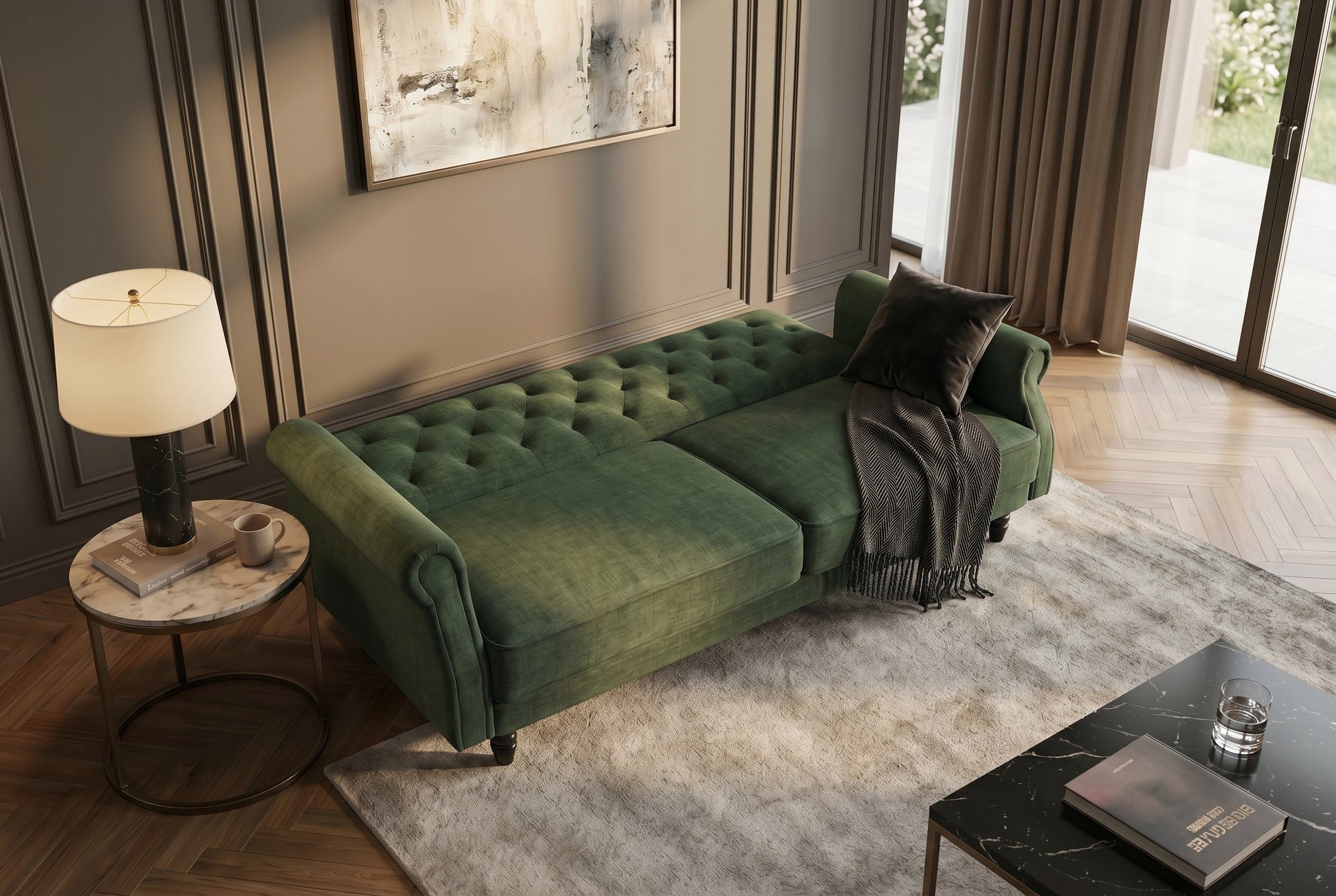 Elara – Vert mousse velours – vue 3