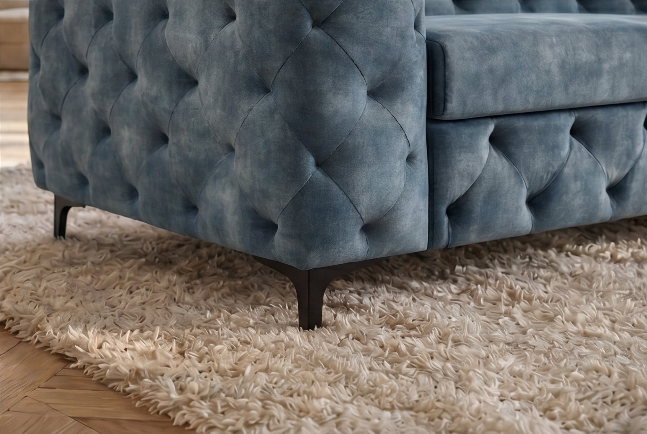 Calista – Bleu pétrole velours – vue 8