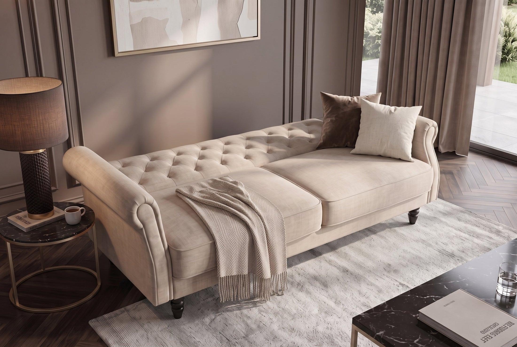 Elara – Champagne beige velours – vue 6
