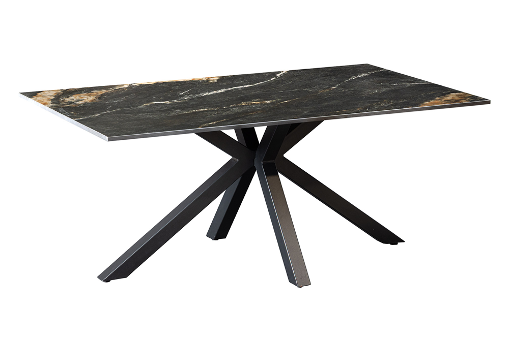 Table basse Astra – Noir, or & sable – 100 × 60 × 45 cm