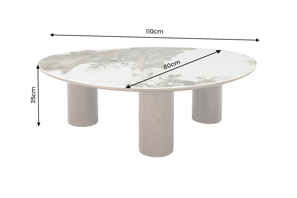 Table basse Onda – Blanc & noyer