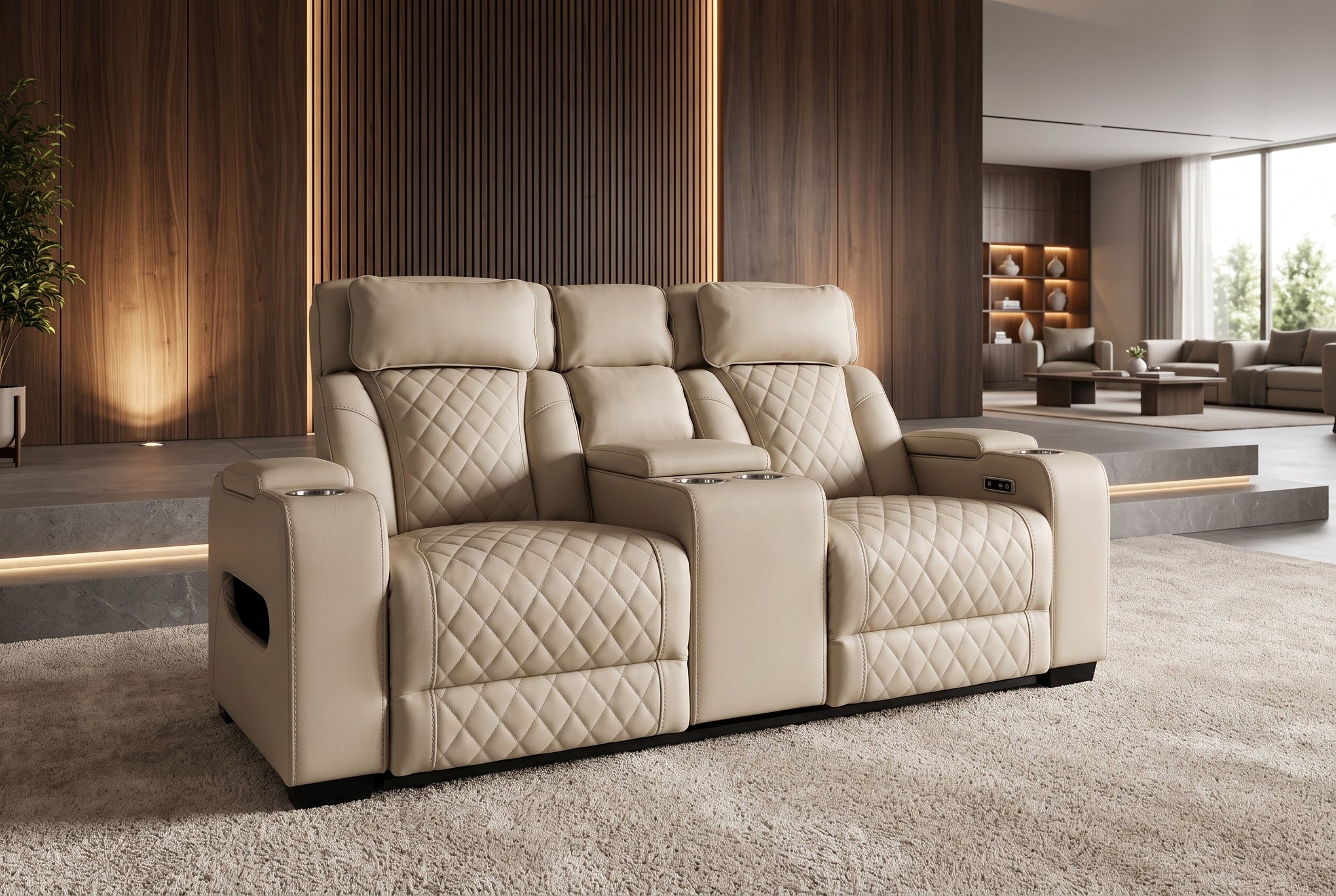 Céleste – Beige similicuir – vue 2