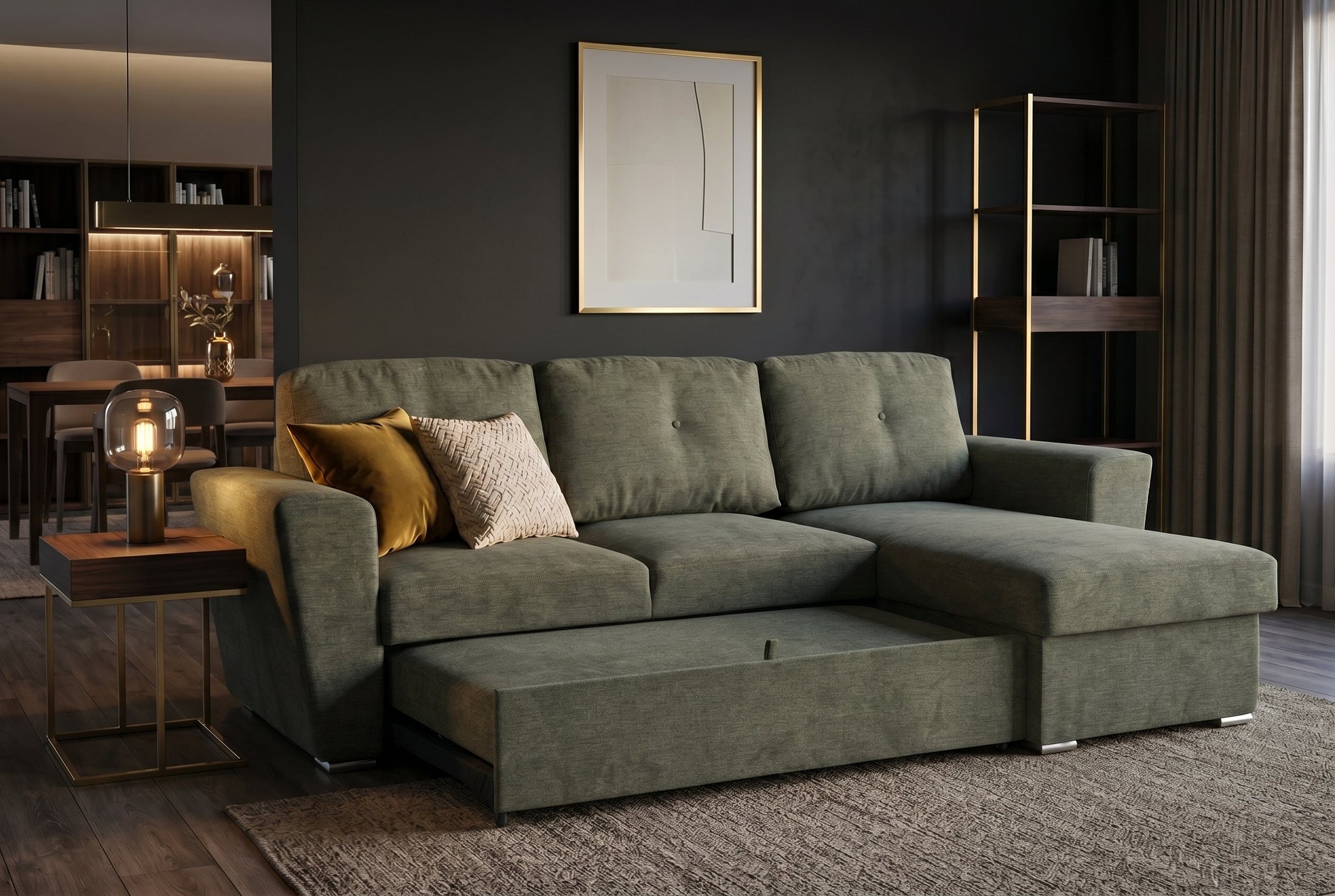 Livana – Vert tissu texturé – vue 5