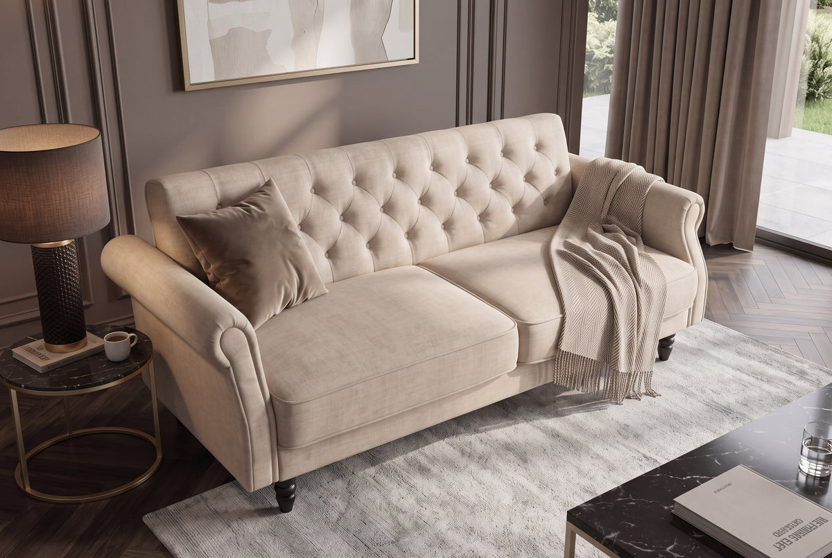 Elara – Champagne beige velours – vue 3