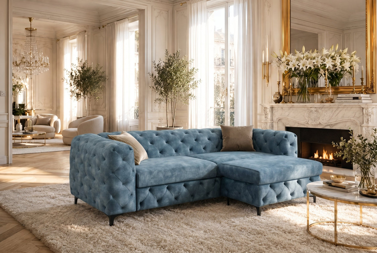 Calista – Bleu pétrole velours – vue 5