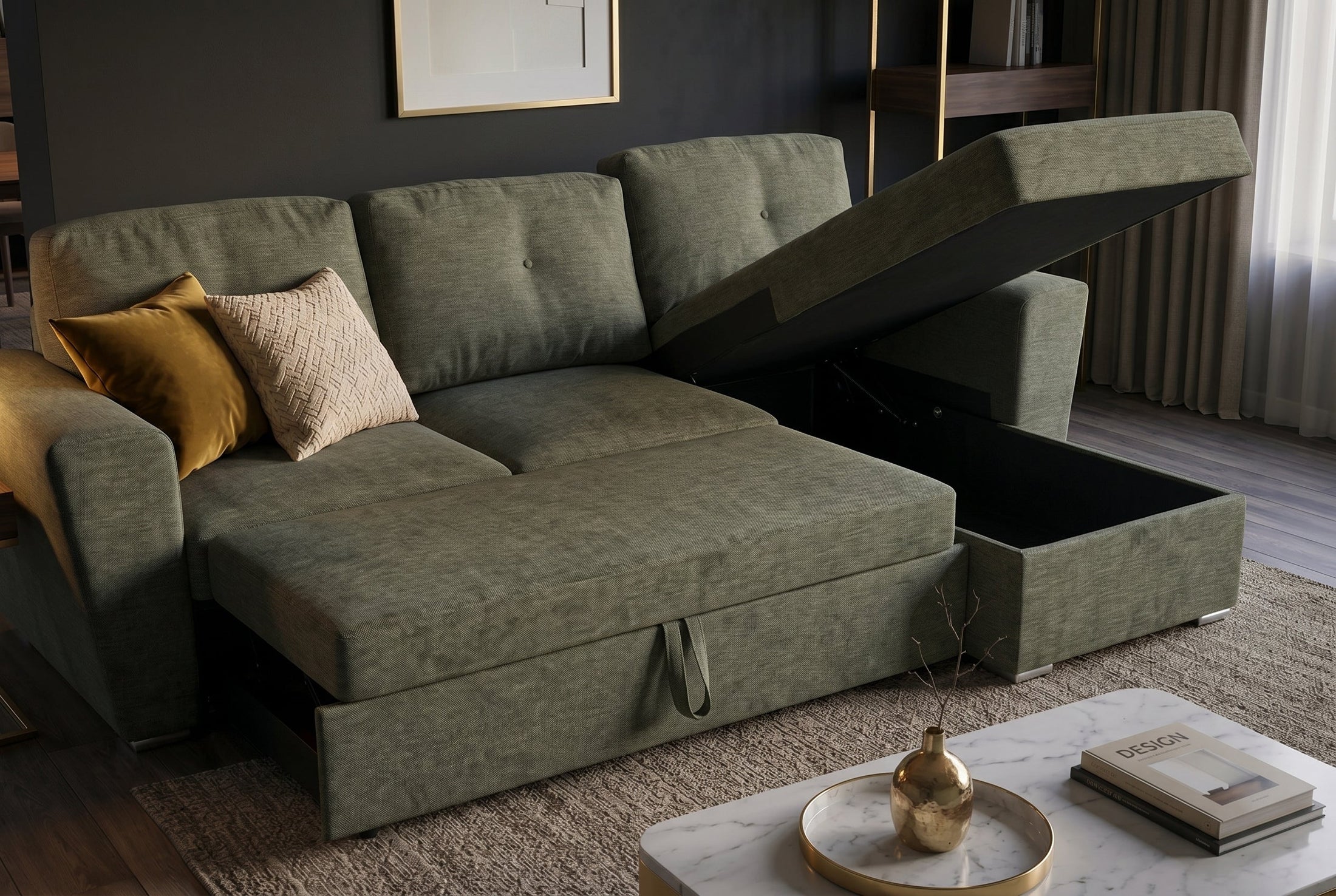 Livana – Vert tissu texturé – vue 6