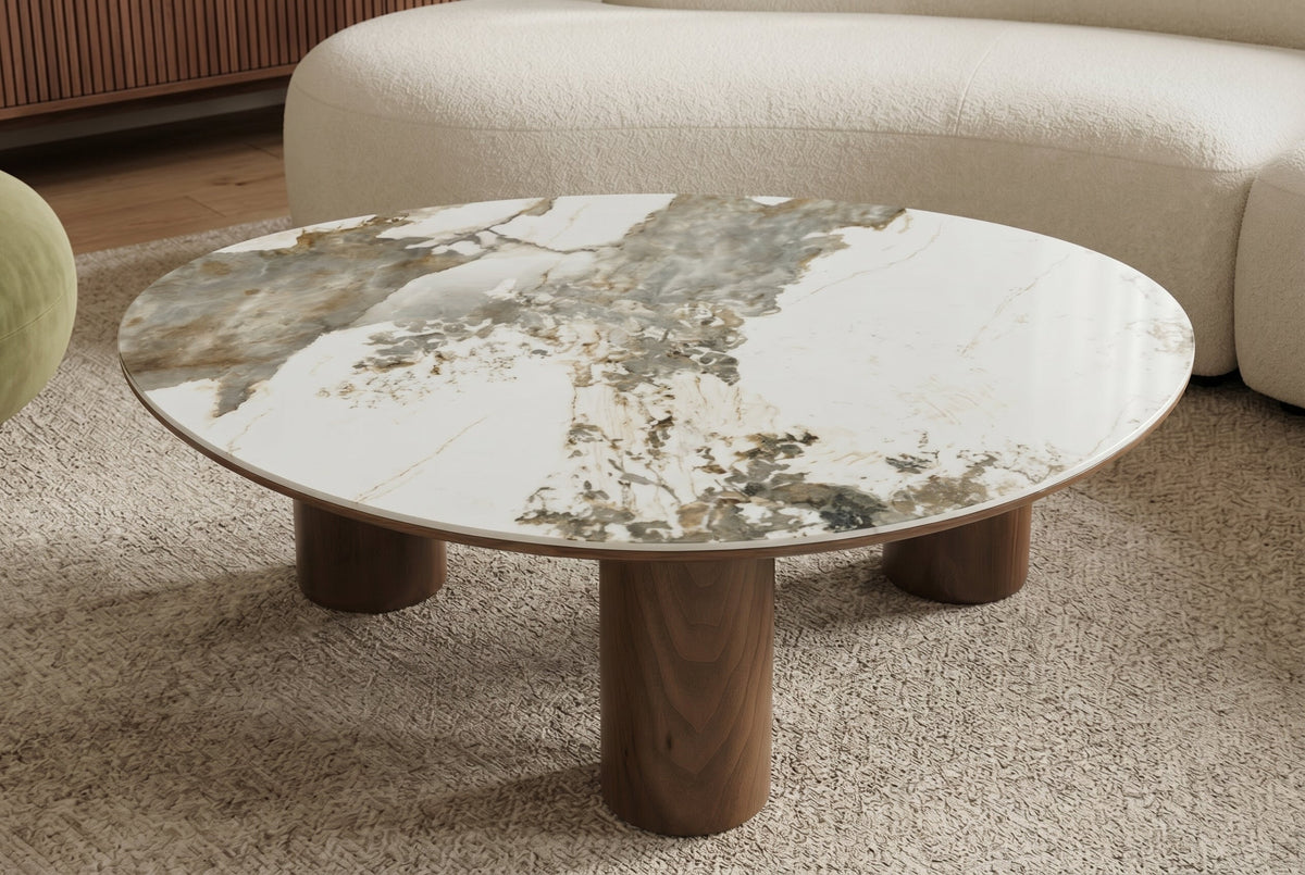 Table basse Onda – Blanc & noyer