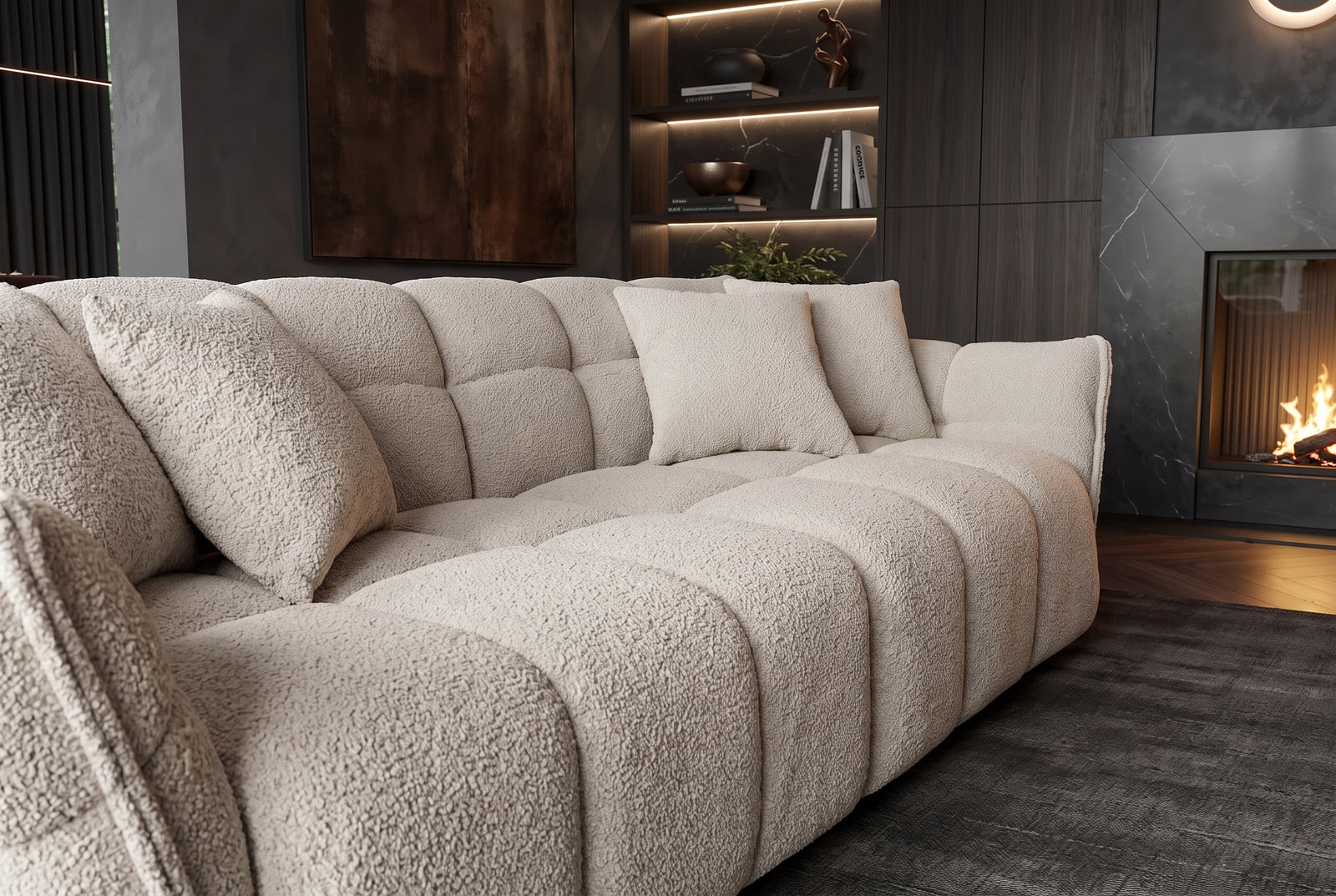 Canapé CLOUD 260 cm – Champagne greige bouclé