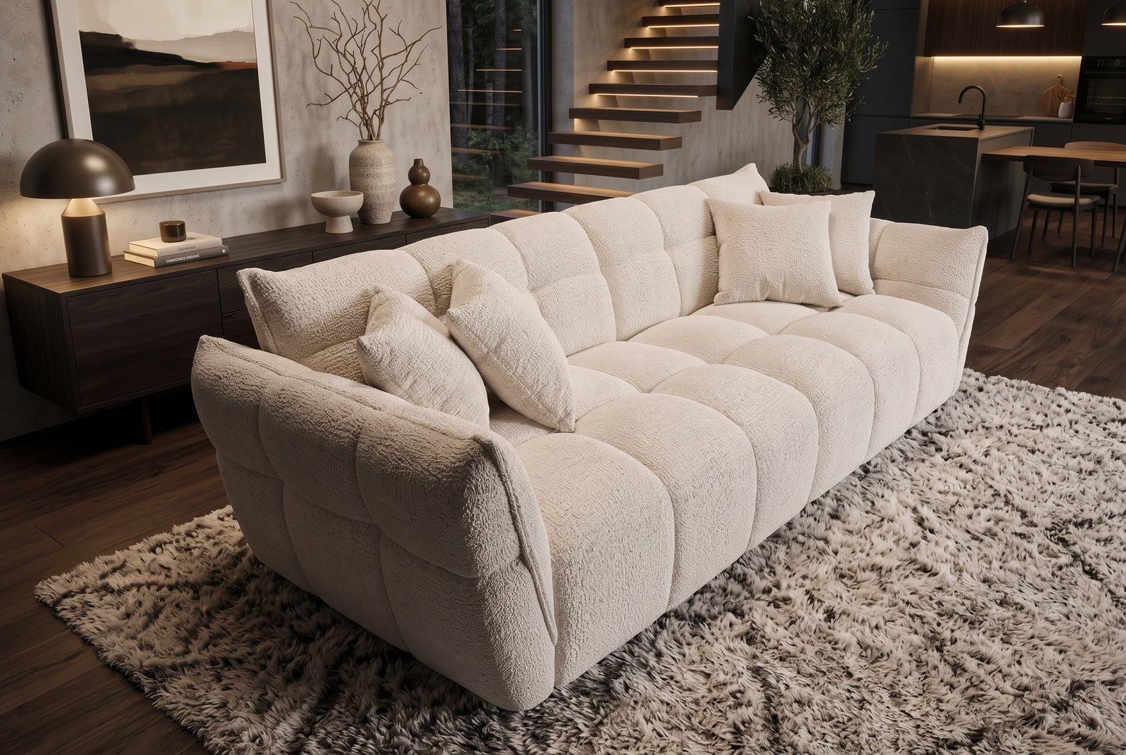 Canapé CLOUD 260 cm – Beige bouclé