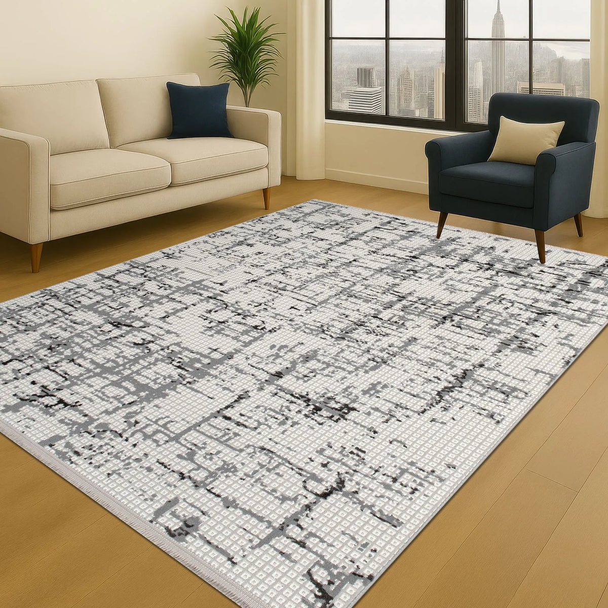 Tapis Neris - Gris et anthracite - vue du produit