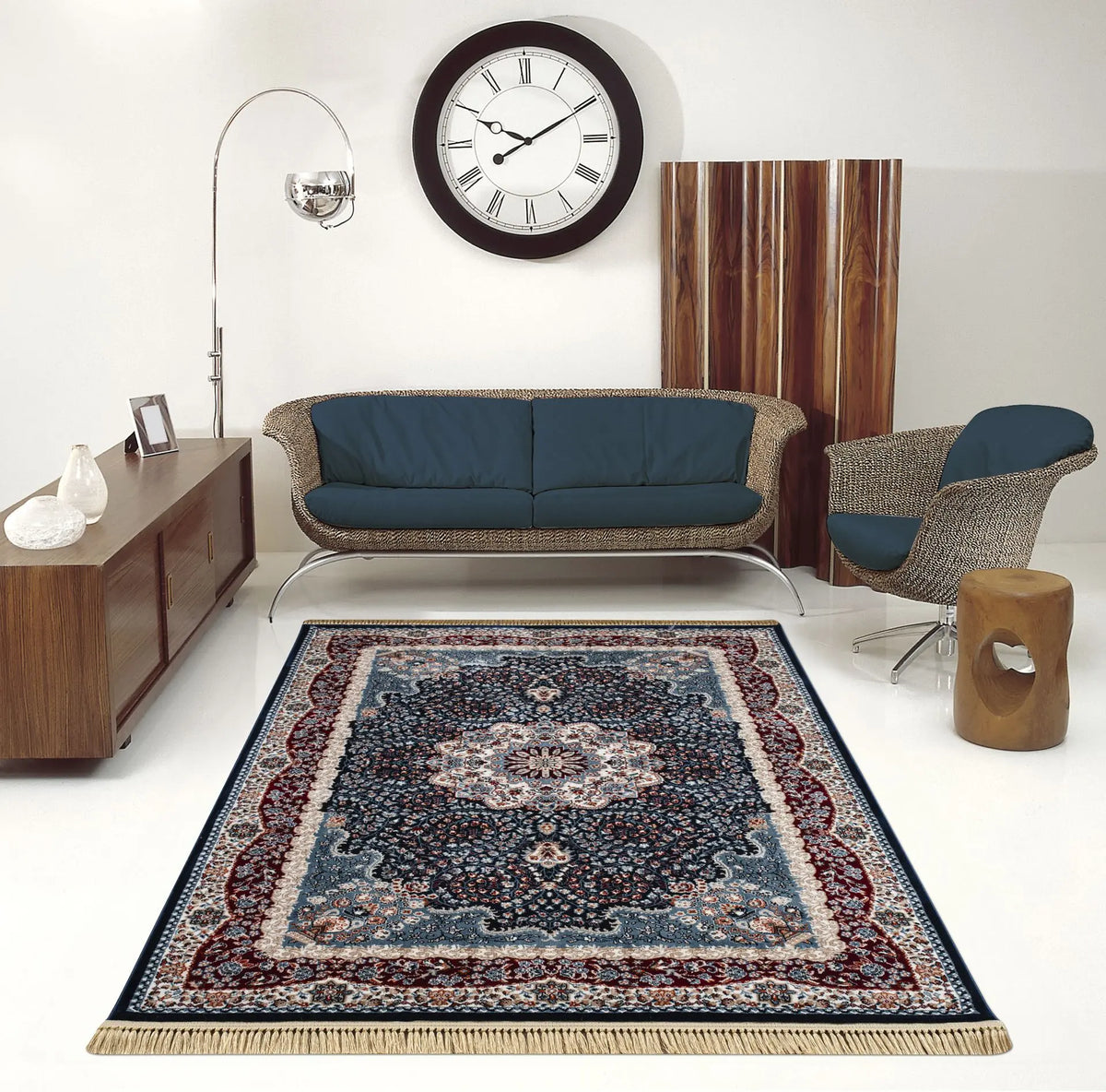 Tapis Savan - Bleu marine et bordeaux - vue du produit