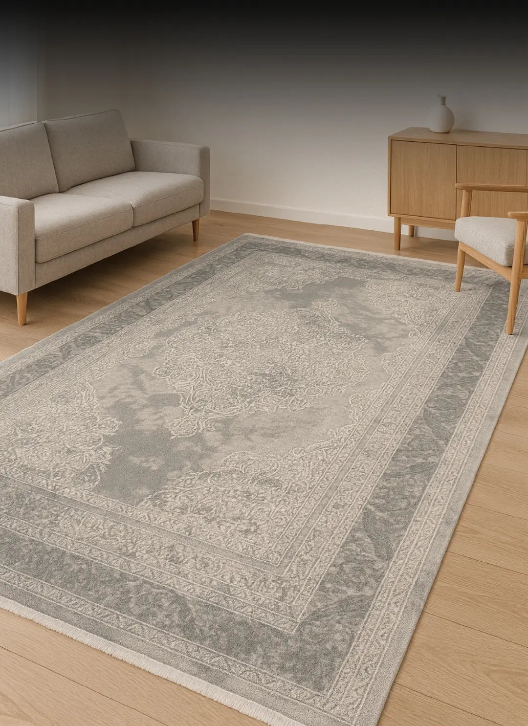 Tapis Lunea - Crème et gris - vue du produit