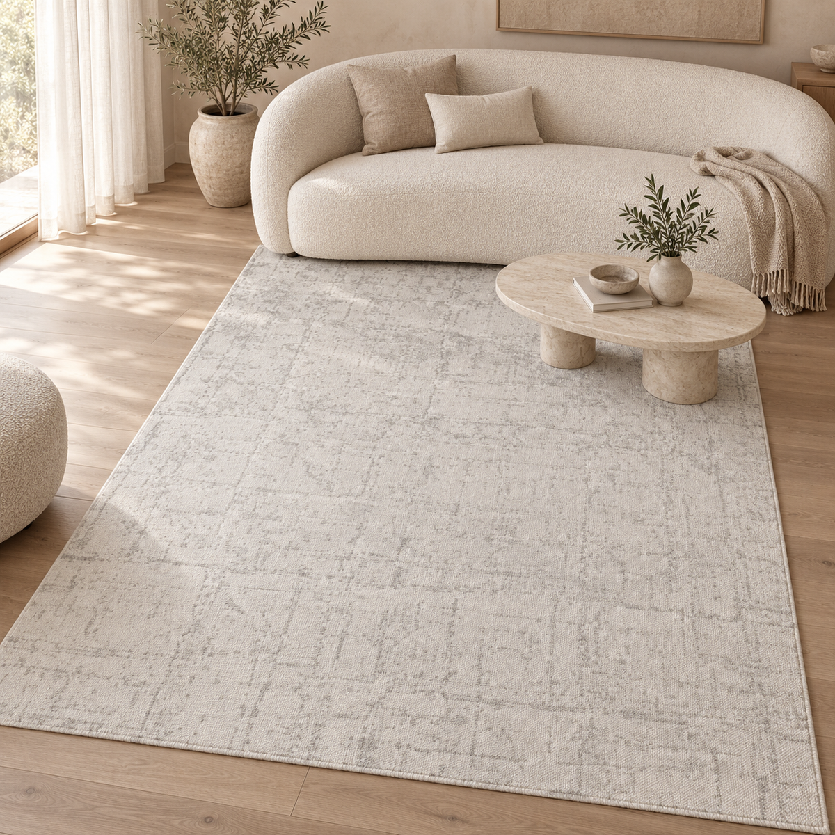 Tapis Eloa - Crème et gris clair - ambiance Dizayni