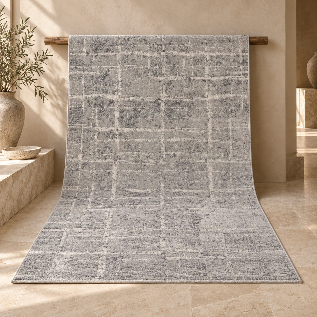 Tapis Eloa - Gris clair et anthracite - ambiance Dizayni