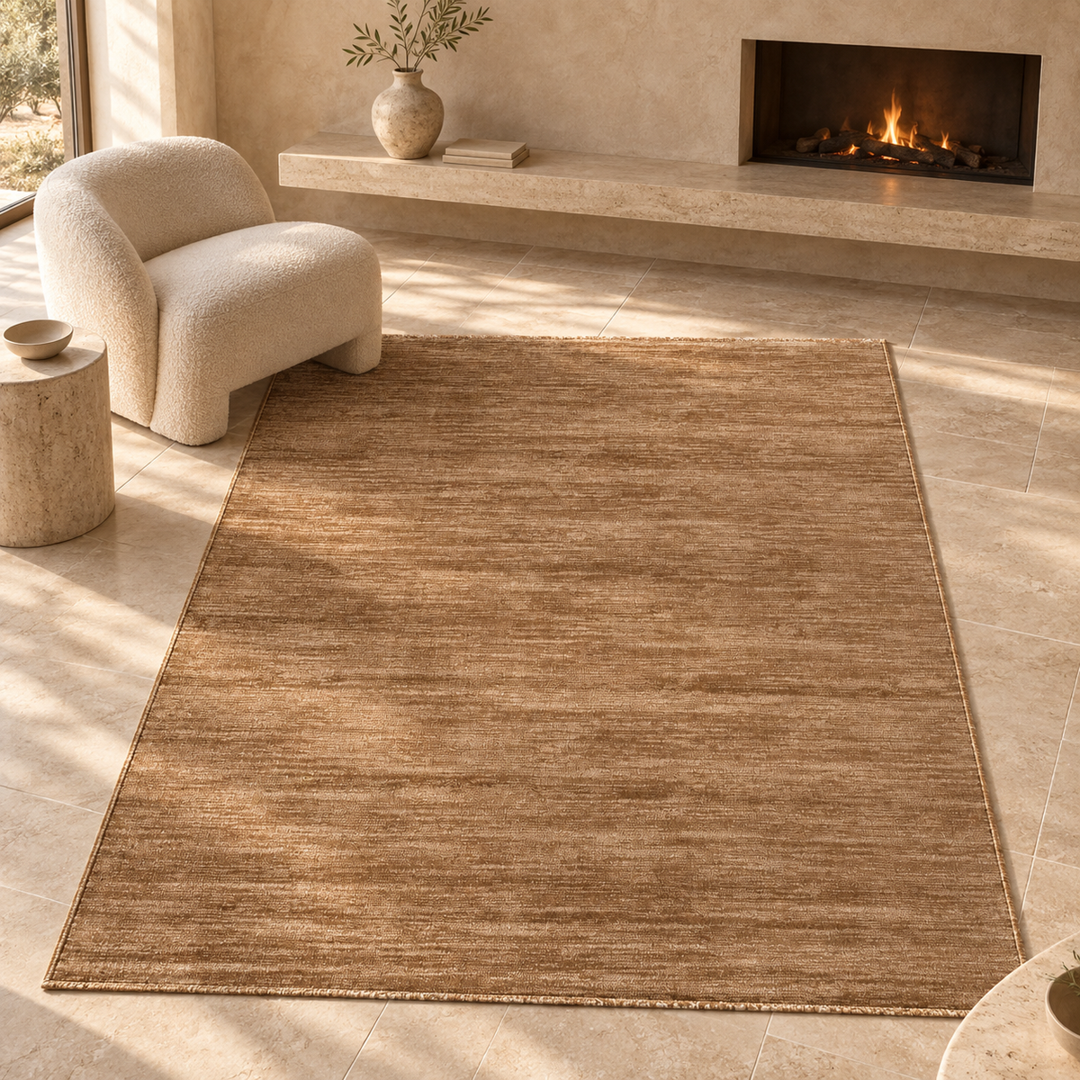 Tapis Isora - Brun et beige - ambiance Dizayni