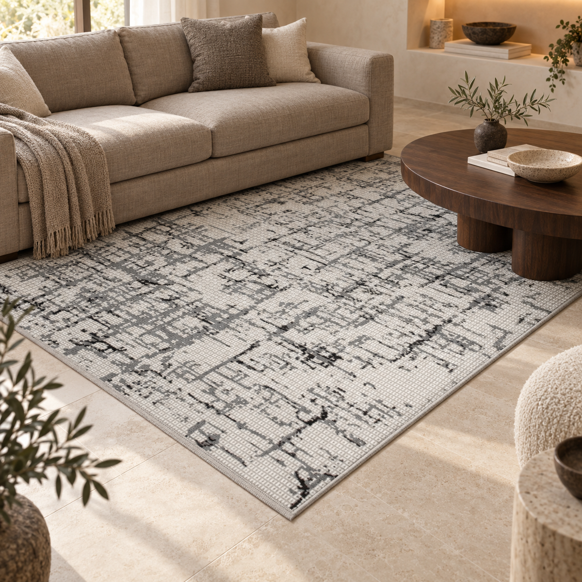 Tapis Neris - Gris et anthracite - ambiance Dizayni