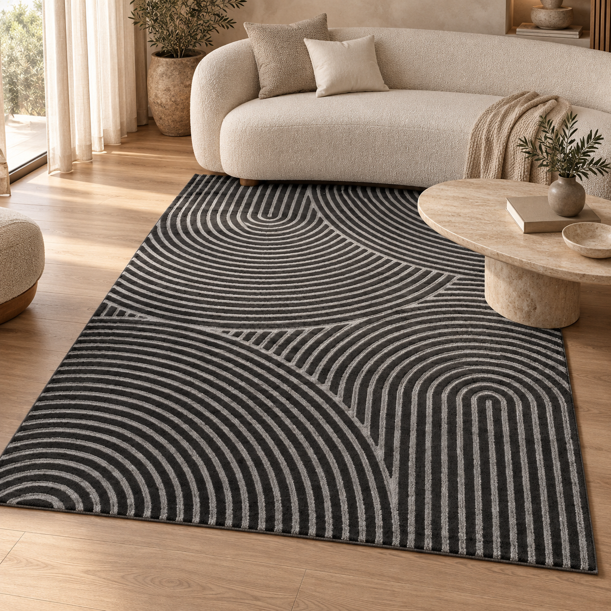 Tapis Noma - Gris clair et anthracite - ambiance Dizayni