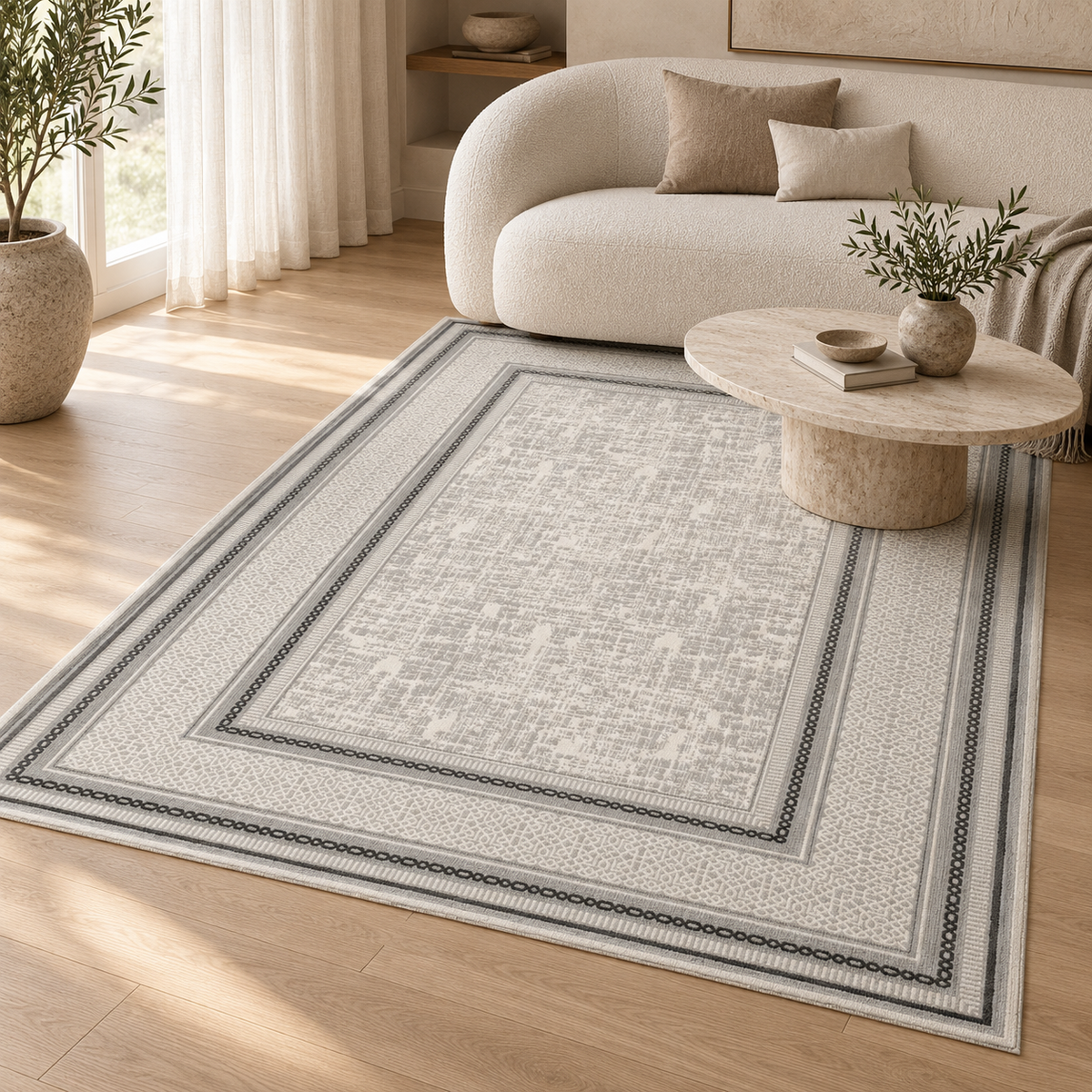 Tapis Soran - Gris et anthracite - ambiance Dizayni