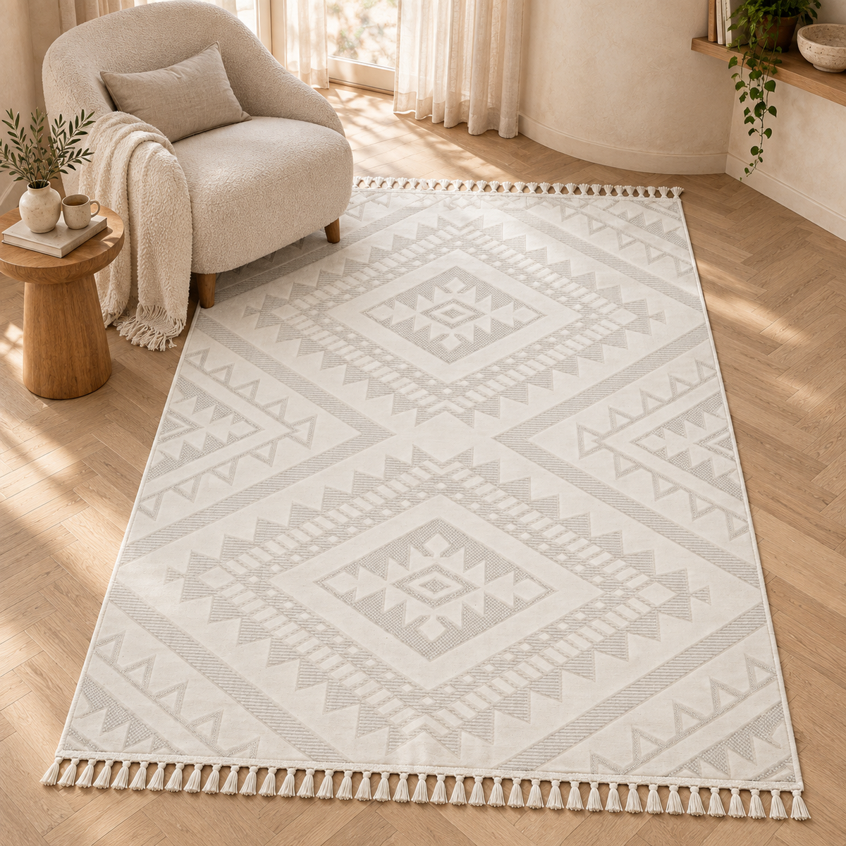 Tapis Talis - Blanc - ambiance Dizayni